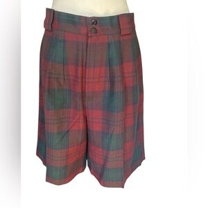 Vintage Giorgio Sant'Angelo 100% Wool Tartan Plaid High-Waisted Shorts, Size 14